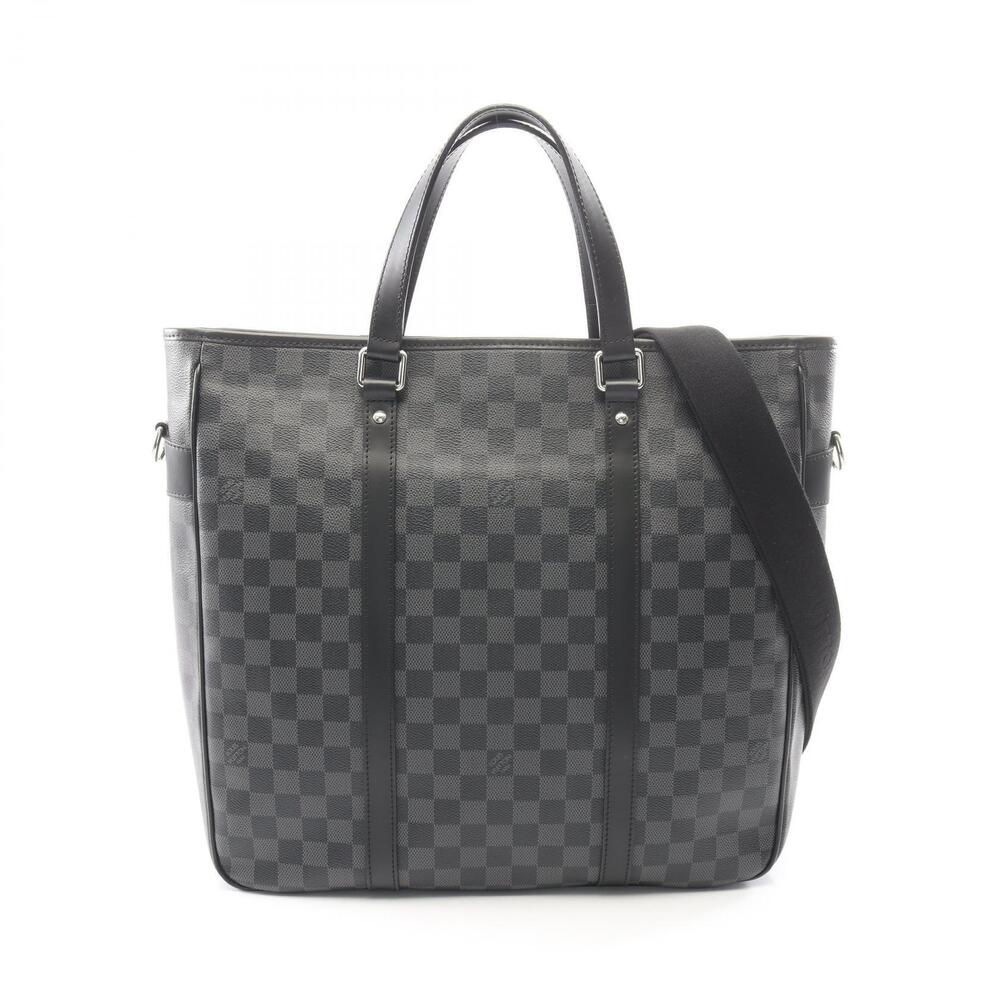 Louis Vuitton Tadao Damier Tote Bag Canvas Leather Graphite Black